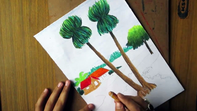 Pastel Tutorial | How to Draw a Village Landscape with Oil Pastels  [LONG VERSION] | Episode-14