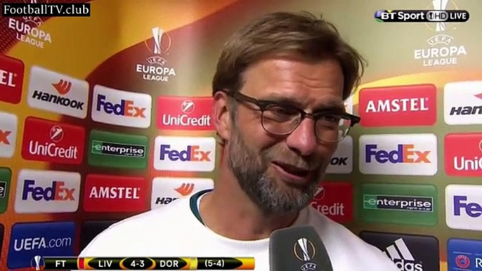 Liverpool 4-3 Borussia Dortmund - Jürgen Klopp Post Match Interview 2016