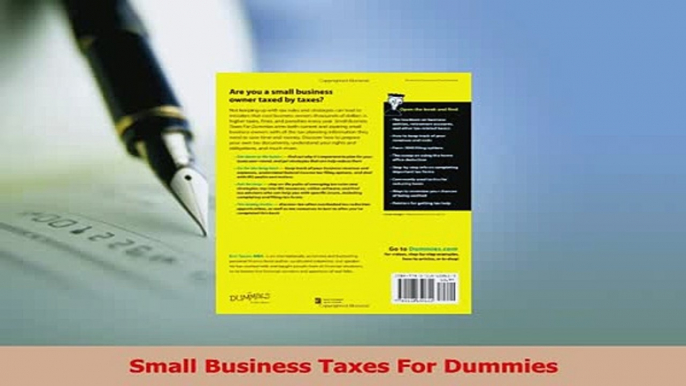 Read  Small Business Taxes For Dummies Ebook Free