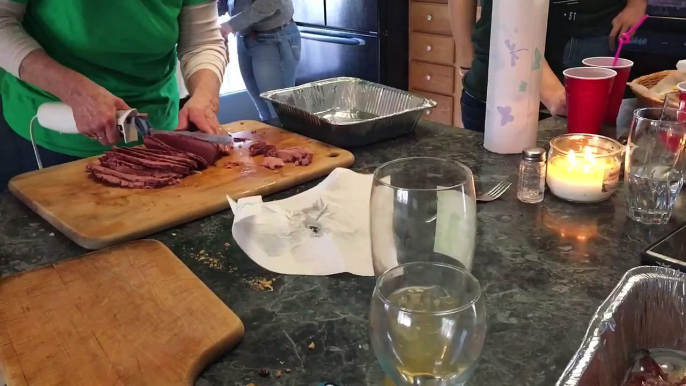 Making short work of Corned beef on St. Patrick's Day