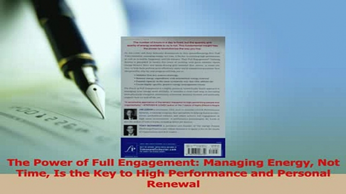 Read  The Power of Full Engagement Managing Energy Not Time Is the Key to High Performance and Ebook Free