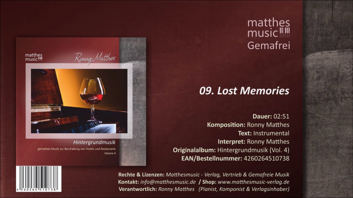 Lost Memories - (Royalty Free Piano Music) (09/14) - CD: Hintergrundmusik / Background Music (Vol. 4)