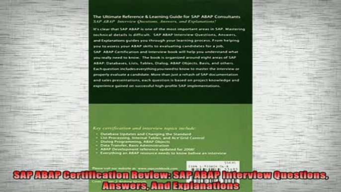 READ book  SAP ABAP Certification Review SAP ABAP Interview Questions Answers And Explanations  FREE BOOOK ONLINE