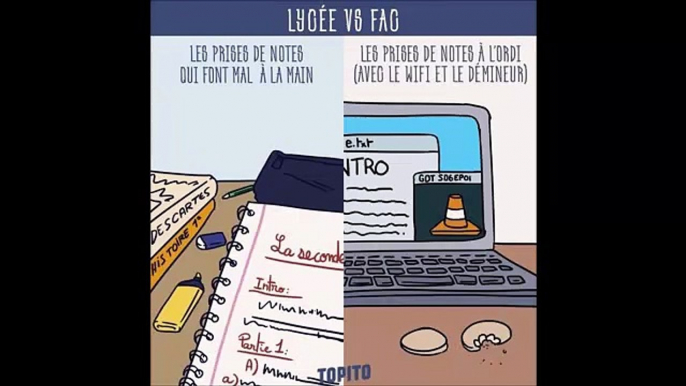 Lycée VS Université, ces illustrations montrent parfaitement les changements dès l’arrivée à l’université!  ᴴᴰ