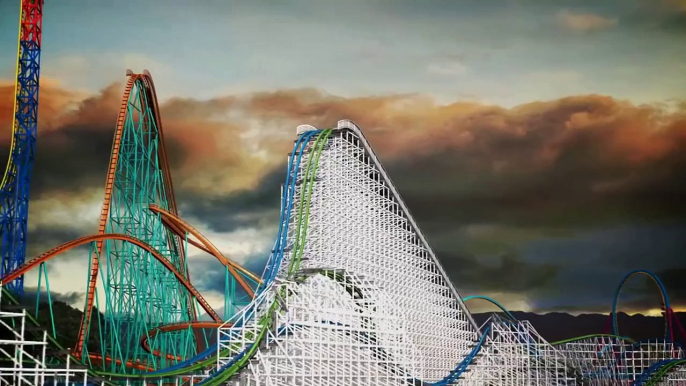 Six Flags Twisted Colossus POV New For 2015! Magic Mountain Roller Coaster Animation B Rol