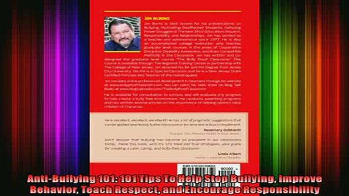READ book  AntiBullying 101 101 Tips To Help Stop Bullying Improve Behavior Teach Respect and Full EBook