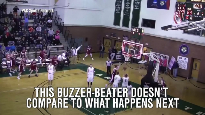 Buzzer-beater celebration fail! Watch this hoops player fall flat on his face