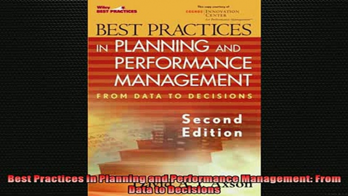 READ book  Best Practices in Planning and Performance Management From Data to Decisions Free Online