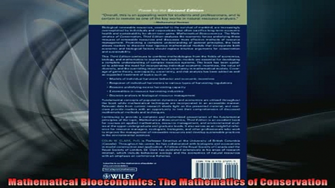 Downlaod Full PDF Free  Mathematical Bioeconomics The Mathematics of Conservation Free Online