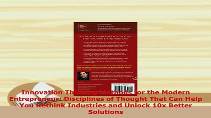 PDF  Innovation Thinking Methods for the Modern Entrepreneur Disciplines of Thought That Can  EBook