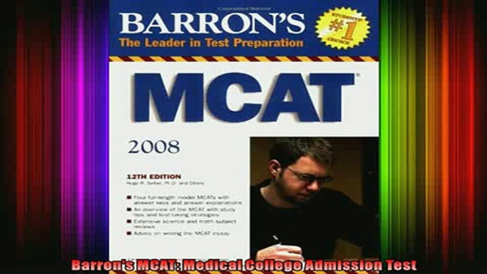 READ book  Barrons MCAT Medical College Admission Test Full Free