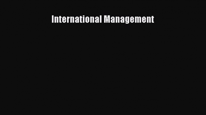 Download International Management Ebook Free