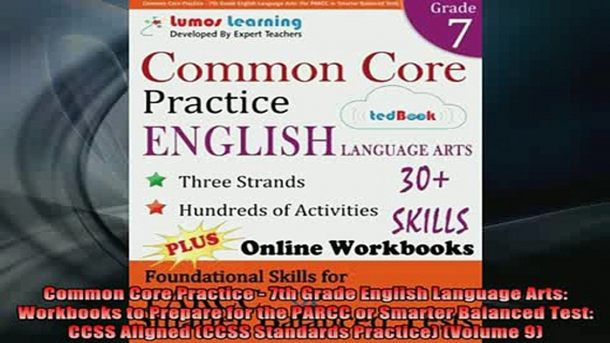 READ FREE FULL EBOOK DOWNLOAD  Common Core Practice  7th Grade English Language Arts Workbooks to Prepare for the PARCC Full EBook