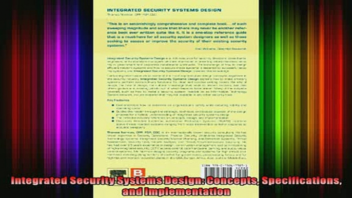 READ book  Integrated Security Systems Design Concepts Specifications and Implementation  FREE BOOOK ONLINE