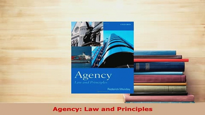 Download  Agency Law and Principles Free Books