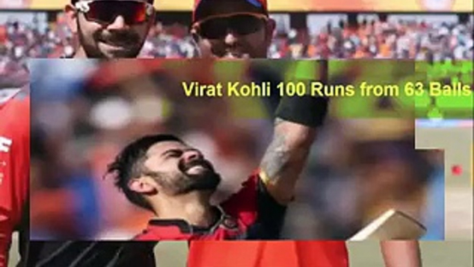 Highlights of Virat kohli 100 runs from 63 balls in IPL 2016 RCB vs GUL