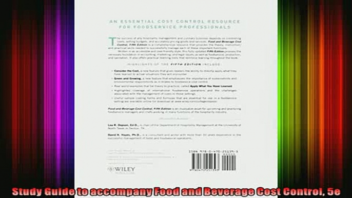 FREE EBOOK ONLINE  Study Guide to accompany Food and Beverage Cost Control 5e Online Free