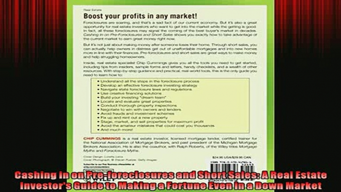 READ book  Cashing in on Preforeclosures and Short Sales A Real Estate Investors Guide to Making a  FREE BOOOK ONLINE