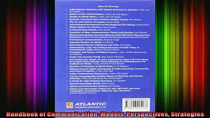 READ book  Handbook of Communication Models Perspectives Strategies Free Online