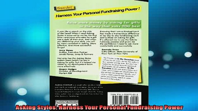 FREE DOWNLOAD  Asking Styles Harness Your Personal Fundraising Power READ ONLINE