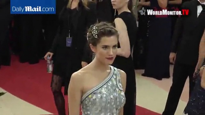 Allison Williams wears shimmering train for the 2016 Met Gala