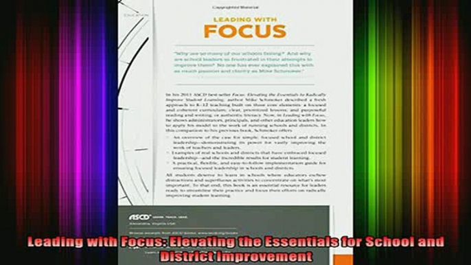 READ book  Leading with Focus Elevating the Essentials for School and District Improvement Full EBook