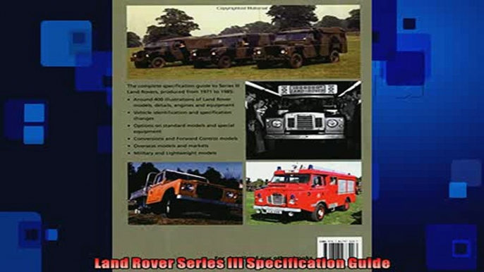 READ THE NEW BOOK   Land Rover Series III Specification Guide  DOWNLOAD ONLINE