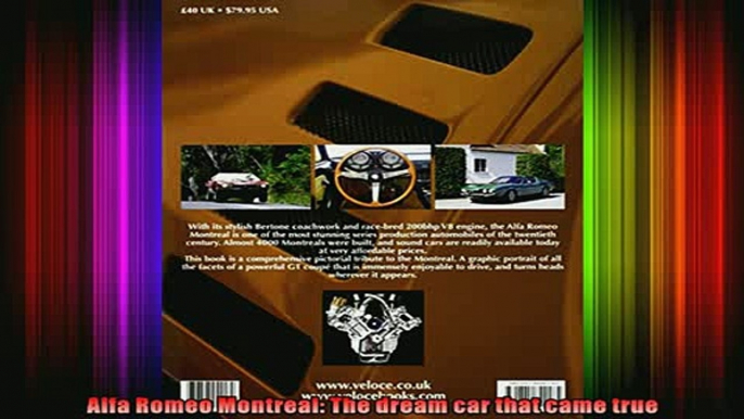 READ book  Alfa Romeo Montreal The dream car that came true  FREE BOOOK ONLINE