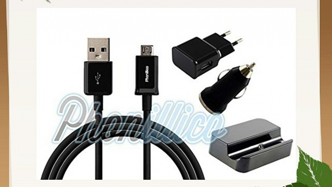 Phonillico® Pack Chargeur 4en1 Noir pour Samsung Galaxy S6 - Cable Chargeur Universel Port