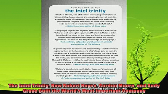 new book  The Intel Trinity How Robert Noyce Gordon Moore and Andy Grove Built the Worlds Most