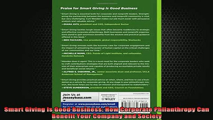 READ book  Smart Giving Is Good Business How Corporate Philanthropy Can Benefit Your Company and Full Free