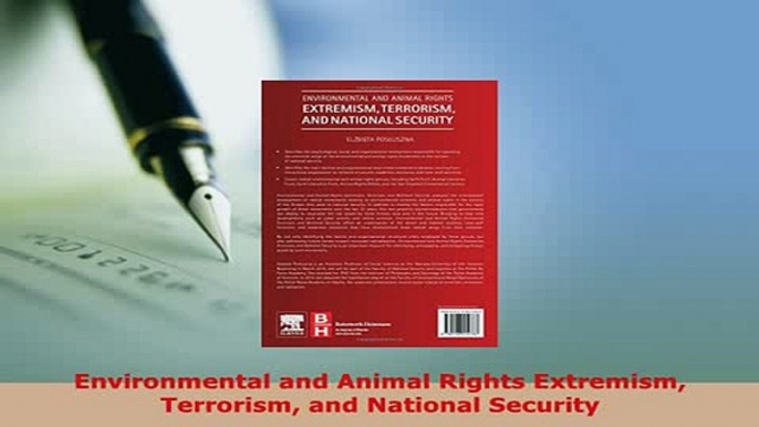 PDF  Environmental and Animal Rights Extremism Terrorism and National Security Free Books