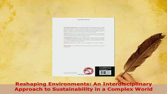 PDF  Reshaping Environments An Interdisciplinary Approach to Sustainability in a Complex World Free Books