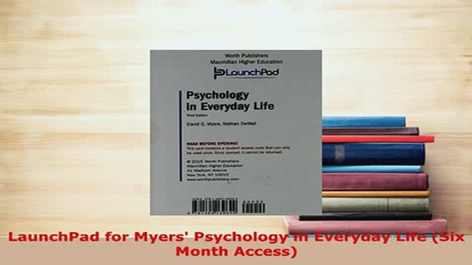 Download  LaunchPad for Myers Psychology in Everyday Life Six Month Access PDF Book Free