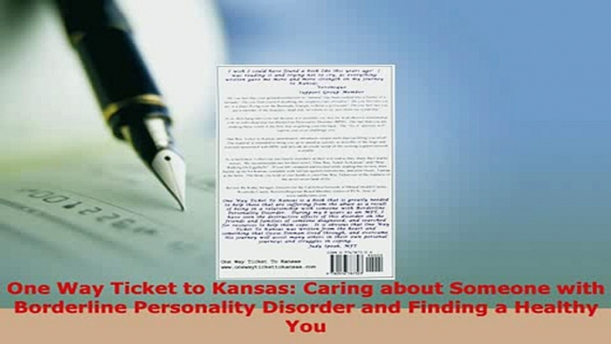 PDF  One Way Ticket to Kansas Caring about Someone with Borderline Personality Disorder and Read Online