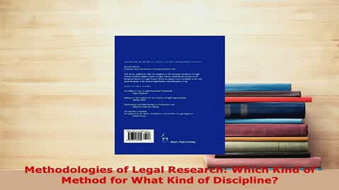 Download  Methodologies of Legal Research Which Kind of Method for What Kind of Discipline  EBook