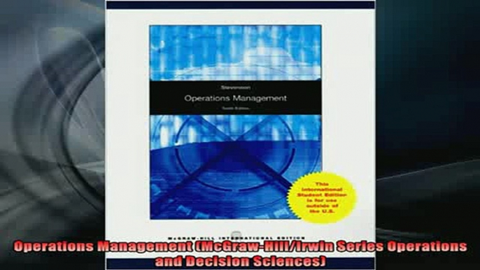 READ book  Operations Management McGrawHillIrwin Series Operations and Decision Sciences Full Free