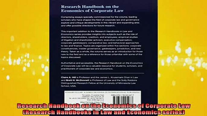 READ book  Research Handbook on the Economics of Corporate Law Research Handbooks in Law and Full Free