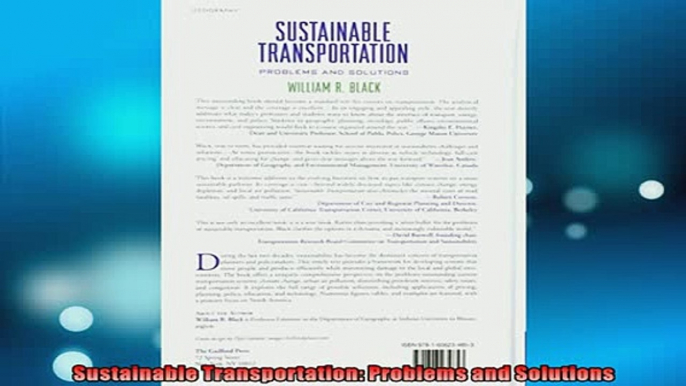 FREE DOWNLOAD  Sustainable Transportation Problems and Solutions READ ONLINE