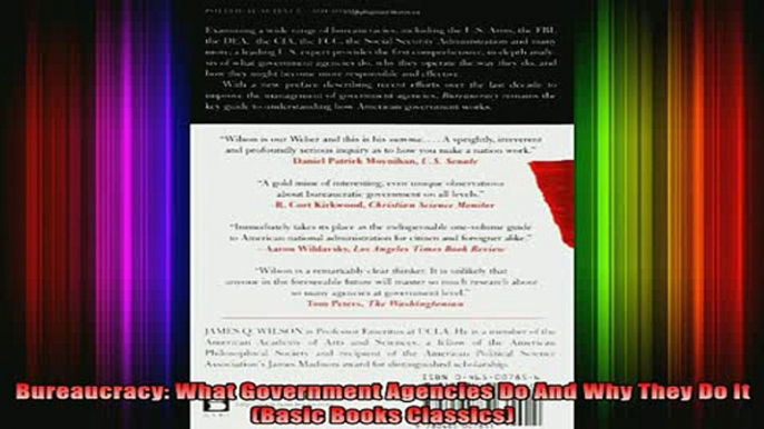 best book  Bureaucracy What Government Agencies Do And Why They Do It Basic Books Classics