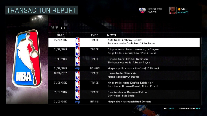 NBA 2K16 MY LEAGUE - PELICANS - EXTRA! EXTRA! TRADE TO NEW ORLEANS PELICANS! #NBA2K16 @RONNIE2K @LD2K