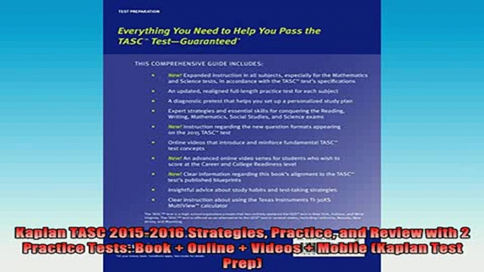 READ book  Kaplan TASC 20152016 Strategies Practice and Review with 2 Practice Tests Book  Online Full EBook