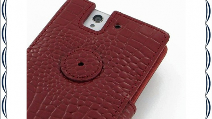 Sony Xperia Z Leather Case - L36H - Book Type (Red Crocodile Pattern) by PDair