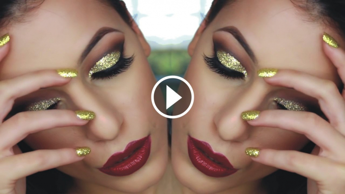 Gold Glitter Cut Crease Smokey Eye - New Years Eve Makeup Tutorial