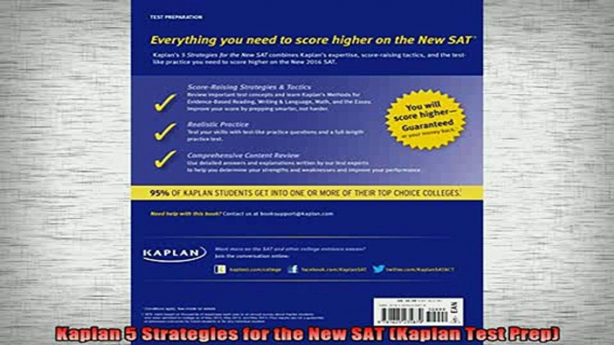 READ book  Kaplan 5 Strategies for the New SAT Kaplan Test Prep Full EBook