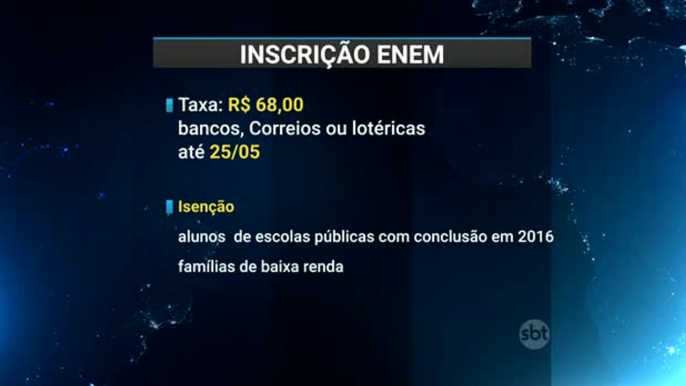 Começaram as inscrições para o Enem 2016