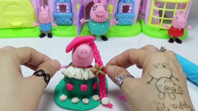 Peppa Pig and George Pig dress up as bride groom Play Doh Stop motion Peppa Pig english