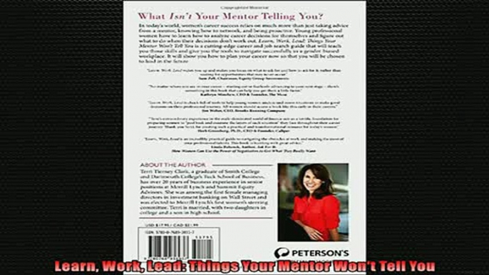 FREE PDF  Learn Work Lead Things Your Mentor Wont Tell You READ ONLINE