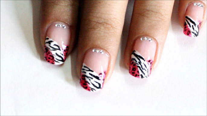 French Manicure - French Tip Nail Art designs - cute glitter polish animal nail designs mani