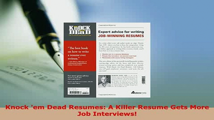 PDF  Knock em Dead Resumes A Killer Resume Gets More Job Interviews Download Online